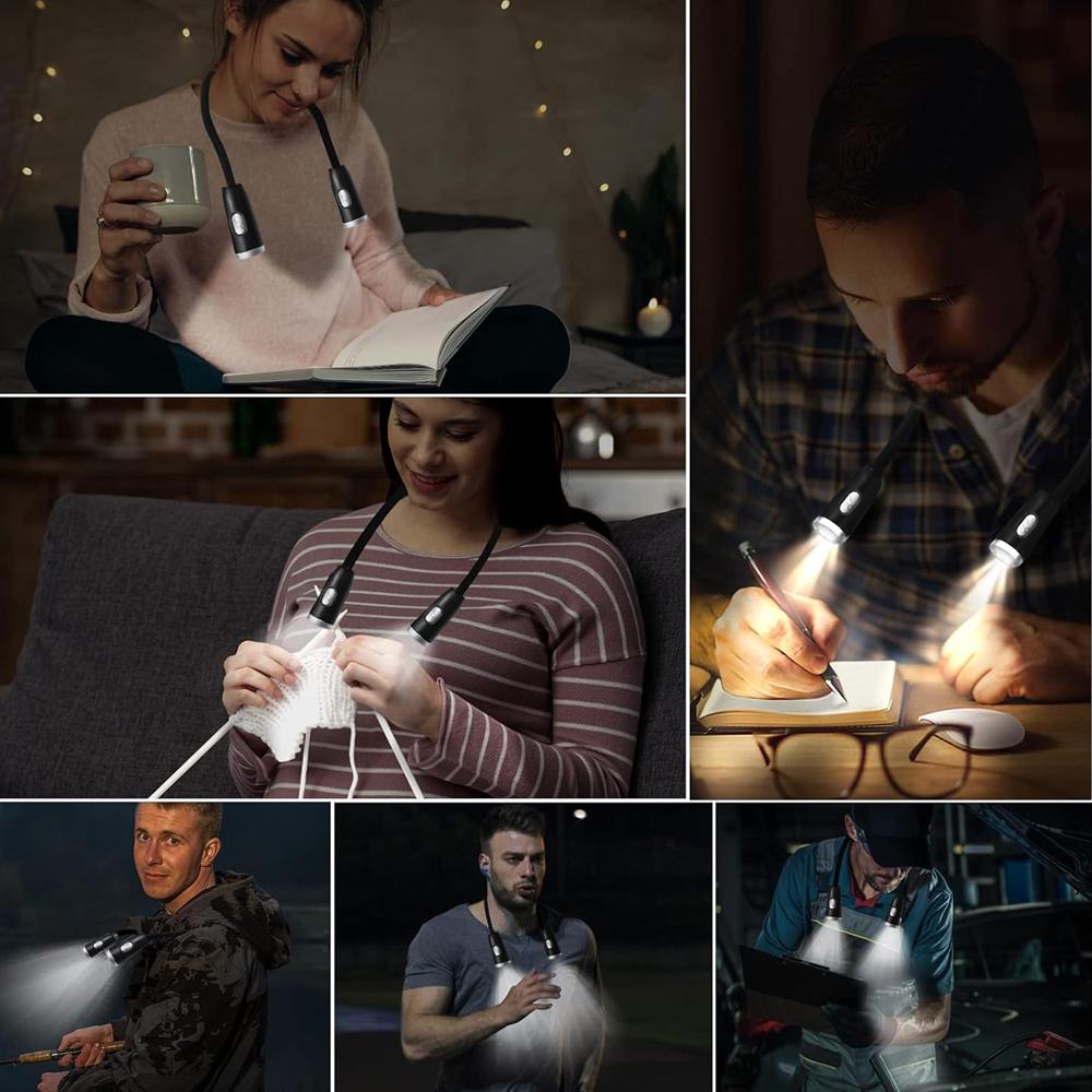 USB Rechargeable LED Neck Hanging Reading Light  Eye Protection Book Light for Night Reading Running Knitting Maintenance