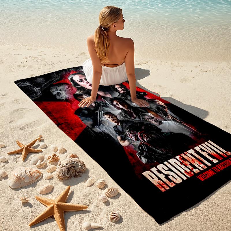 Resident Evil game, Umbrella Corporation, soft beach towel, outdoor camping vacation swimming beach towel, outdoor absorbent bath towel, Q7