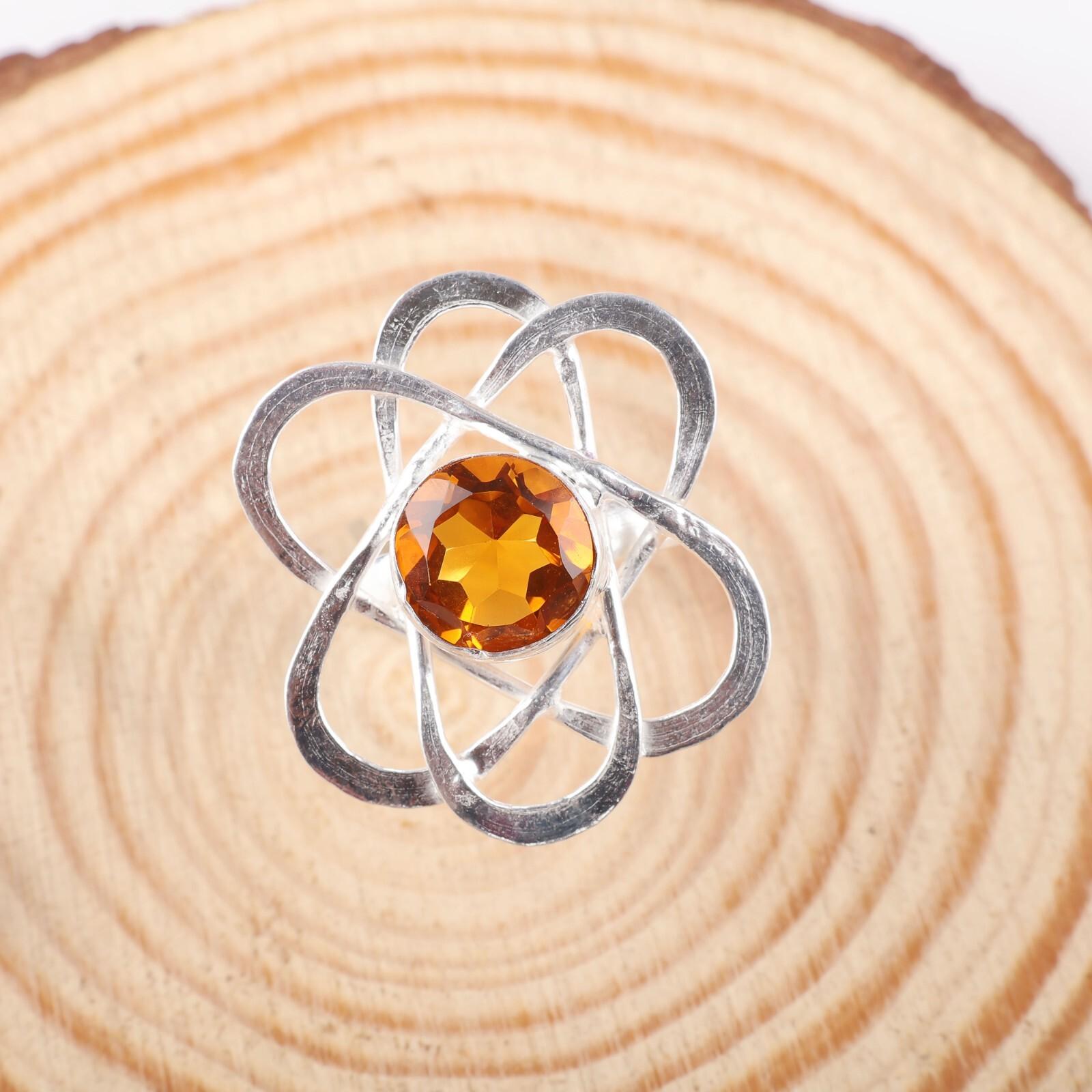 

Цитрин Драгоценный камень 925 Стерлинговое серебро Ювелирные изделия Ручной работы Кольцо Подарок для матери RR-21-6 13