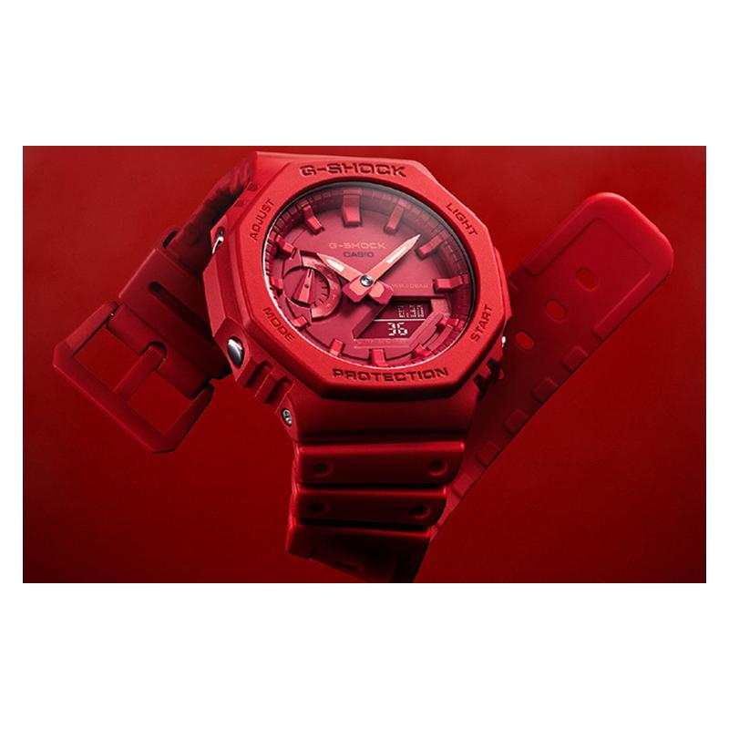 Casio Iron Man Color Coast Octagon Waterproof Quartz Movement Resin Strap Japanese and Korean Watch Men's Watch Red Dial GA-2100-4APR-person