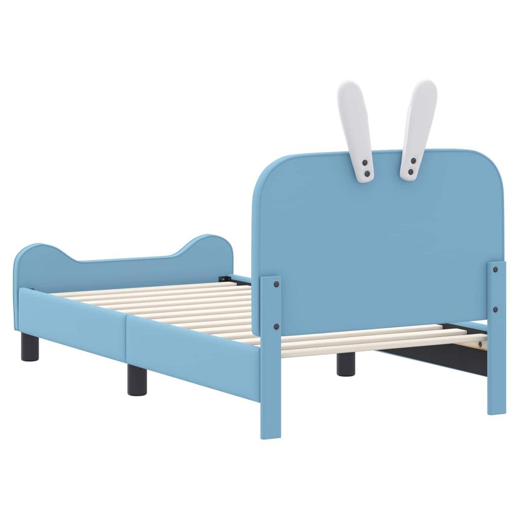 Children S Bed Frame with Headboard Blue 80 X 160 Cm PU