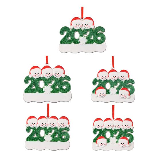 2026 Christmas Family Ornament Santa Hat Snowman DIY Family Name Xmas Tree Hanging Decoration Holiday Gift