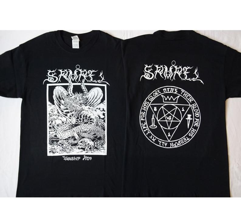 Samael Worship Him Samael Official Original Black Metal T-Shirt Unisex T-Shirt L