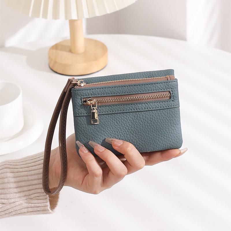 Women's Large Capacity Frosted Double Zipper Long Wallet & Clutch