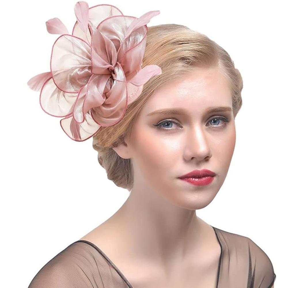 Elegant Women's Fascinator Hair Clip Hat - Mesh & Feather Cocktail Party Headpiece For Wedding