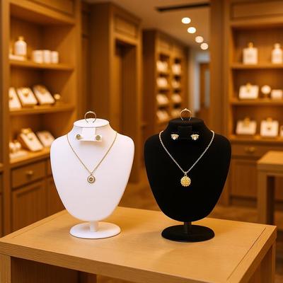 Velvet Necklace Display Stand Set - Jewelry Mannequin for Pendants