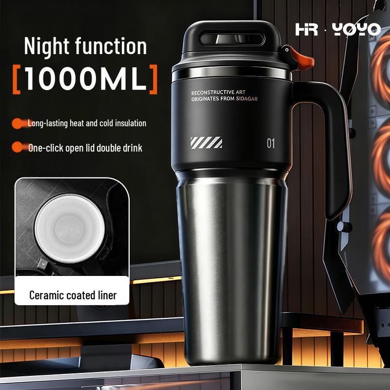 Large Capacity 316 Stainless Steel Insulated Cup with Straw and Portable Handle