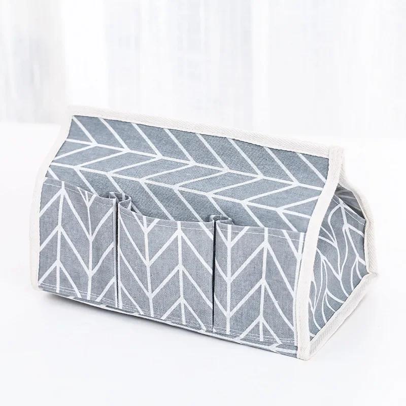 New Pastoral Style Cotton Linen Cloth Art Tissue Box Multifunctional Tissue Pumping Tissue Cover Desktop Debris Storage Box