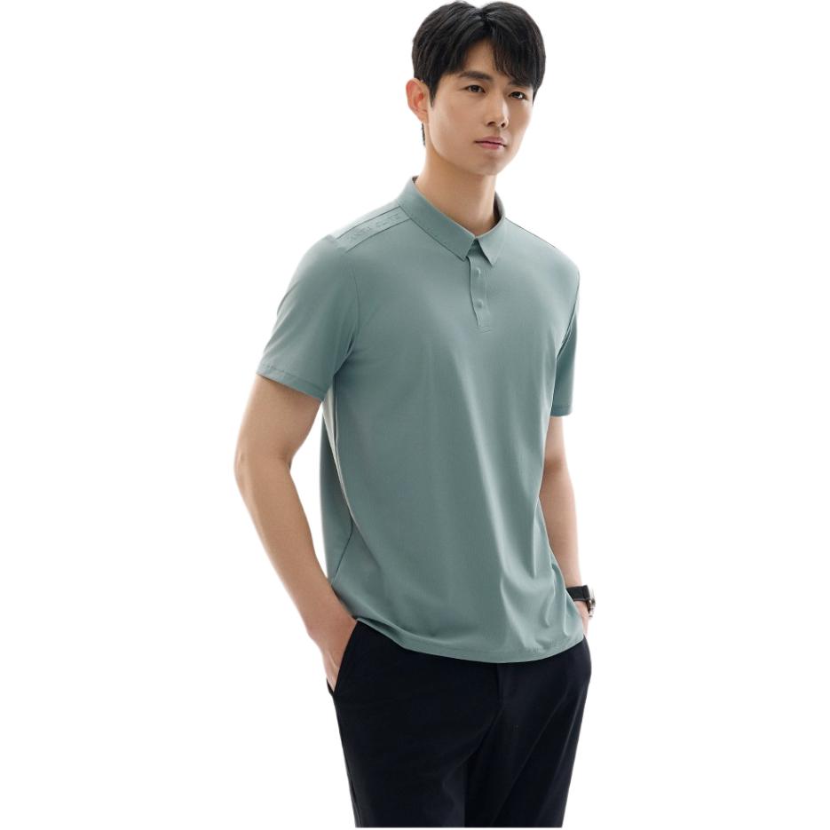 Anta Plain Comfortable Breathable Versatile Short Sleeve Polo Shirt Men Tops Iron-Ore-Gray 952527112-4