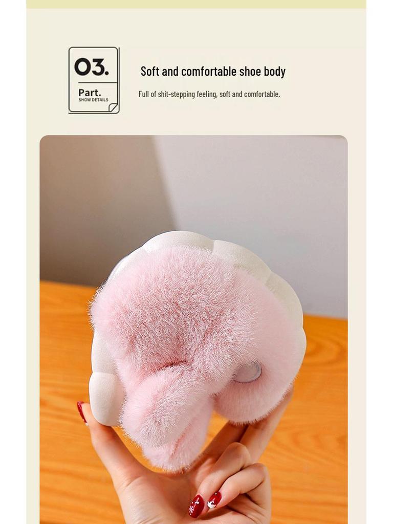 Women's Cute Cotton Furry Plush Indoor Booties – Autumn/Winter 2025 Style