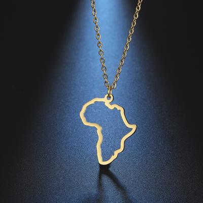 My Shape Afrika Karten Halsketten für Damen Herren Edelstahl Südafrika Karten Anhänger Kette Choker Hohlkarte Afrikanischer Schmuck