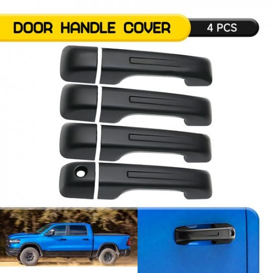 4PCS Black Matte Exterior Door Handle Cover Overlay Fit Dodge Ram 1500 -2025