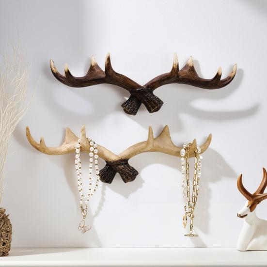 Nordic Vintage Deer Horn Decor Hook Wall Hanging Clothes Hats Hook Strong Load-bearing Easy to Install Multipurpose Hanger Hook