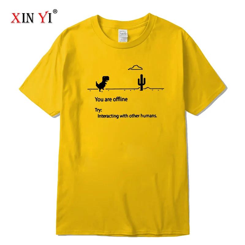 Herr Högkvalitativ 100% Bomull Rolig Dinosaurie Tryck T-shirt Lös O-hals Herr T-shirt Kortärmad T-shirt Herr Toppar