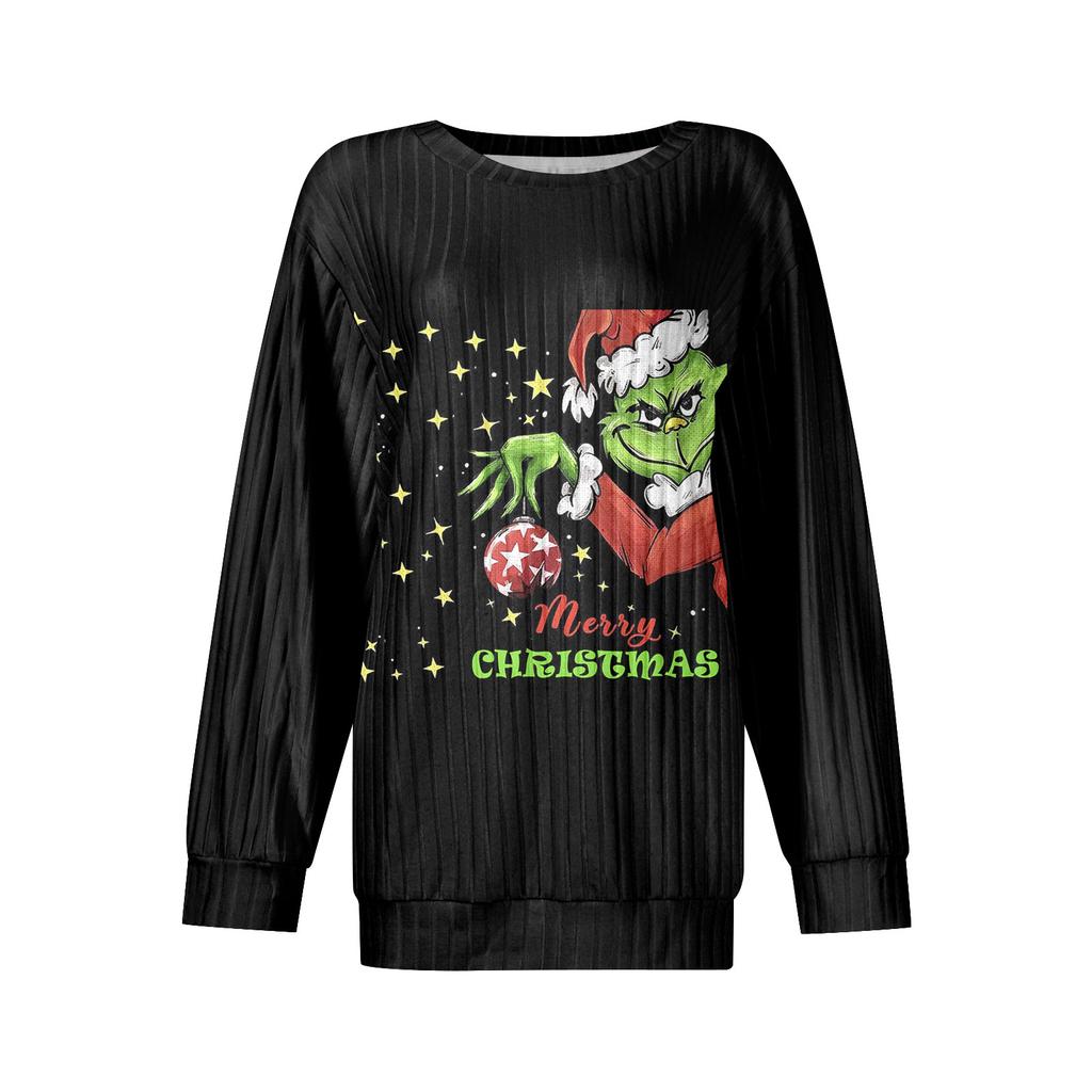 Women's Printed Lightweight Brushed-Cotton Round Neck Top