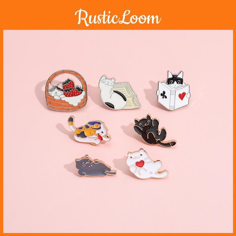 Enchanting Cat Design Alloy Brooch Colorful Cartoon Figure For Personalized Gifts
