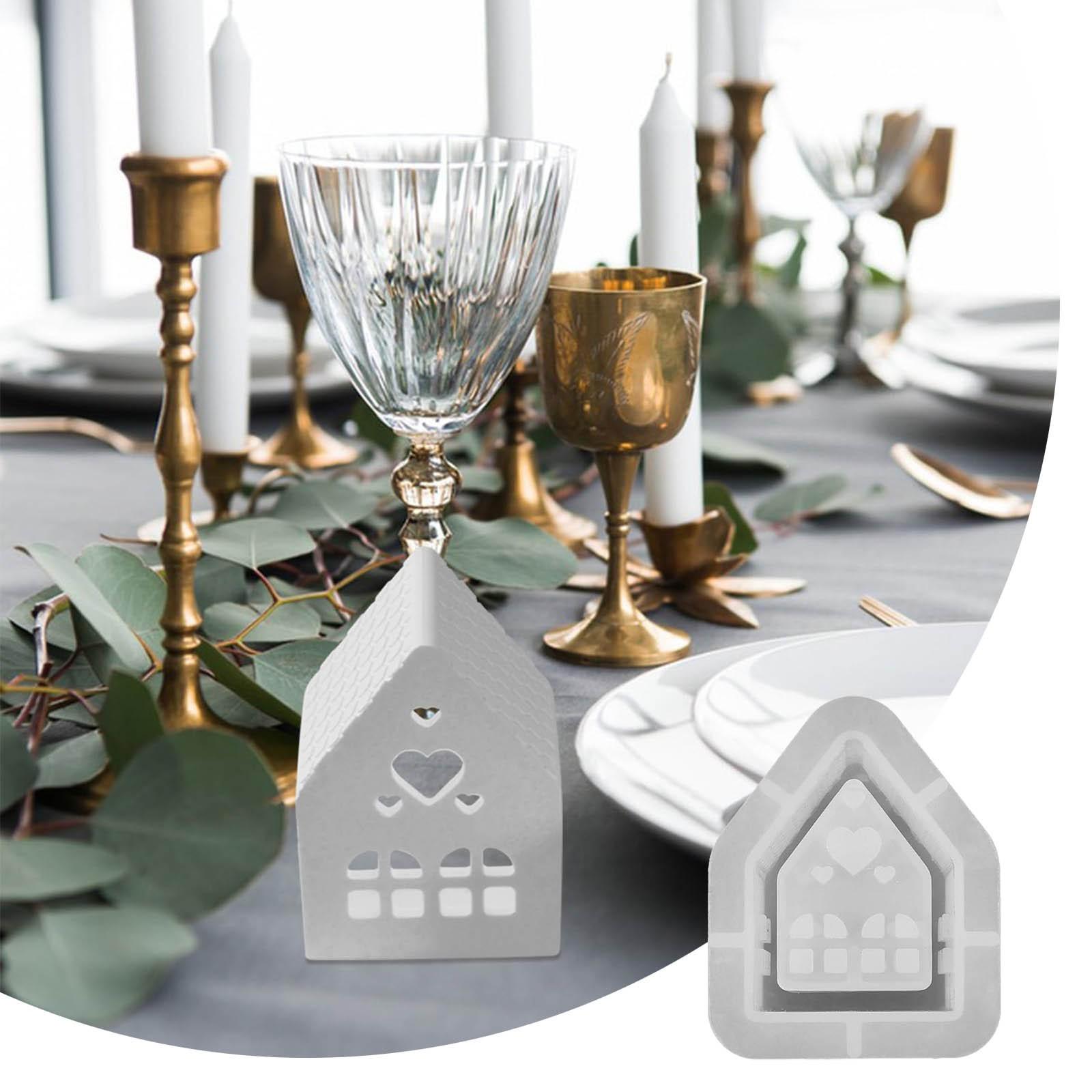 

Mini House Shaped Candlestick Classic Craft Candle Holders Home Ornament Living Room Decoration For Short Candle One Size белый