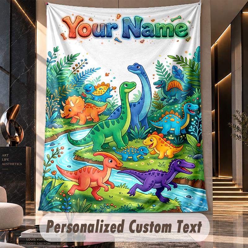 Dinosaur (19) Theme Custom Tapestry Personalized Custom Name Text Wall Hanging Tapestry Home Decor Background Cloth