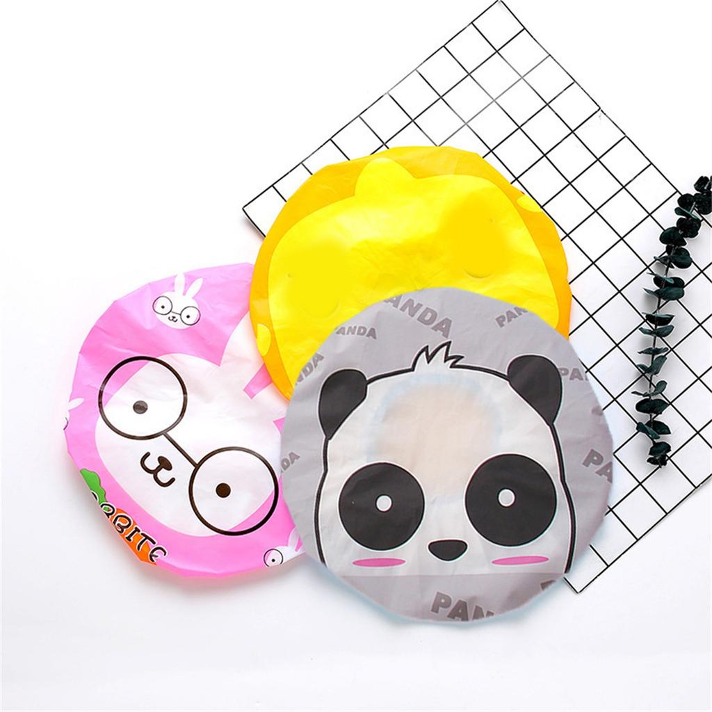Bath Shower Cap Reusable Waterproof Kitchen Oilproof Hair Hat Cute Cartoon Design for Adults