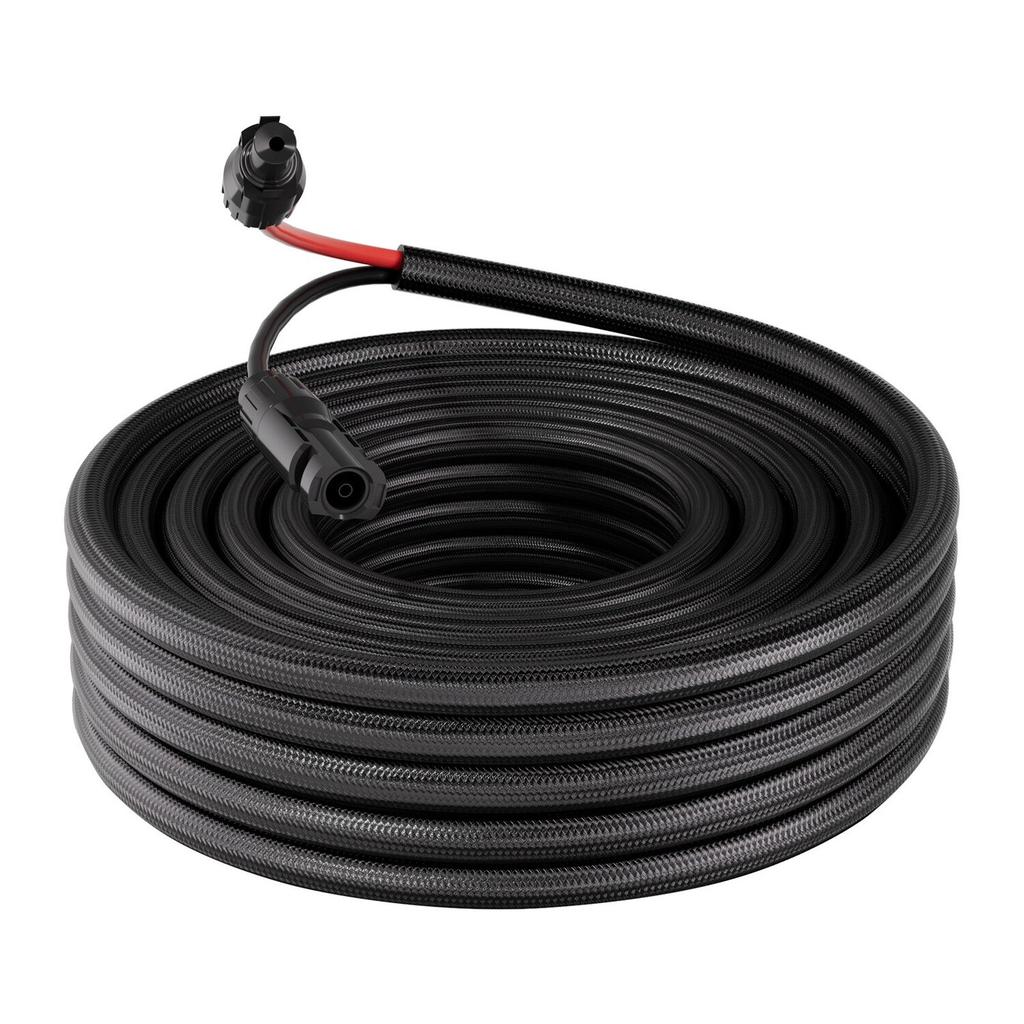 9.14 m Solar Panel Extension Cable, 10 AWG, Solar Panel Wire with Flame Retardant Protective Sleeving, Female and Male Connectors, IP67 Waterproof PV