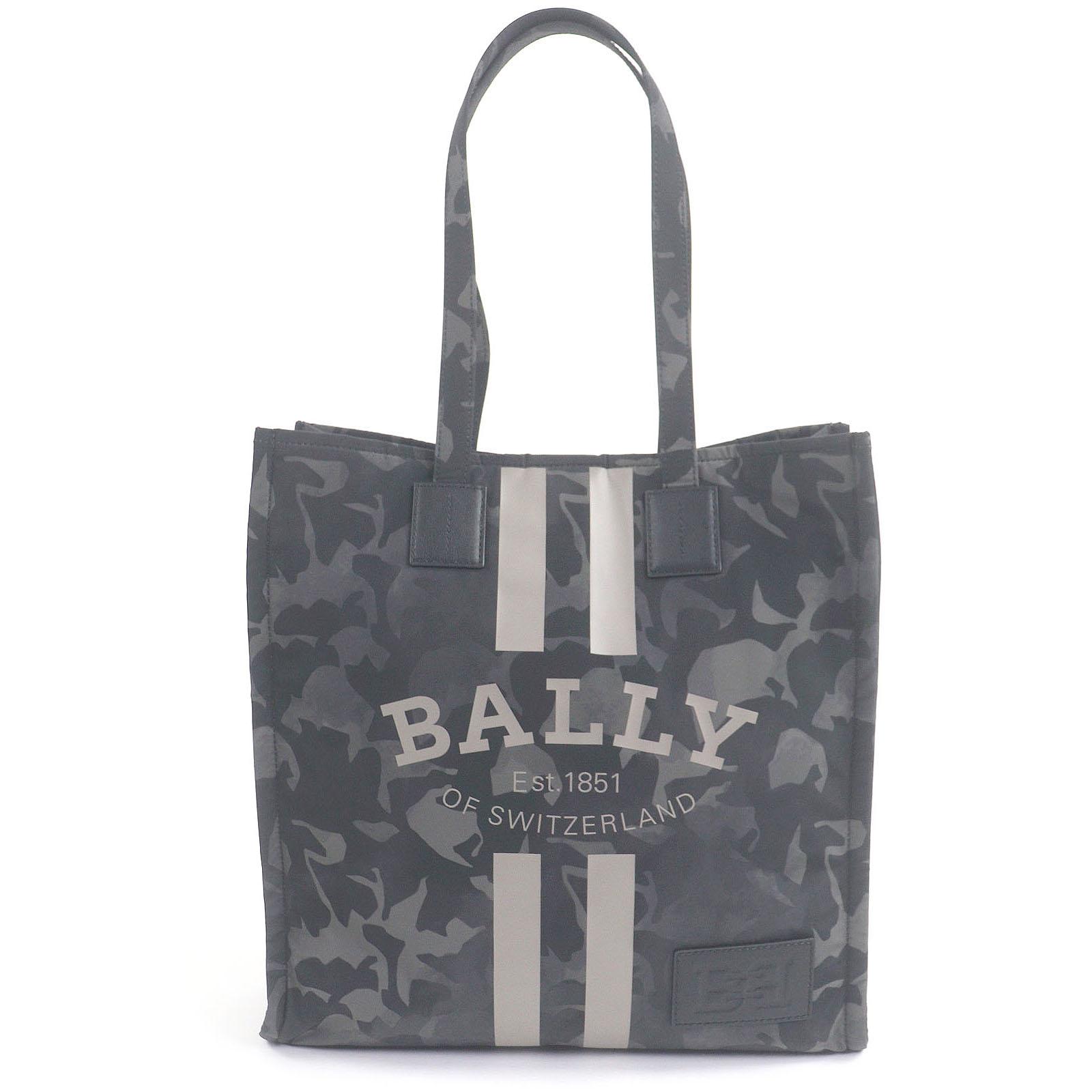 

Excellent BALLY Tote Bag CRYSTALIA Camouflage Pattern Logo Print Khaki Used