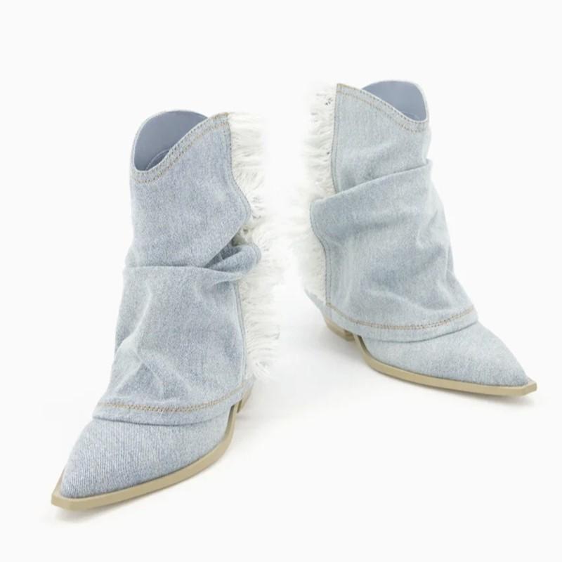 

Кисточка ковбойские новые европейские и американские ретро западные ковбойские сапоги острый носок толстый каблук нишевые сапоги женские 40 хаки