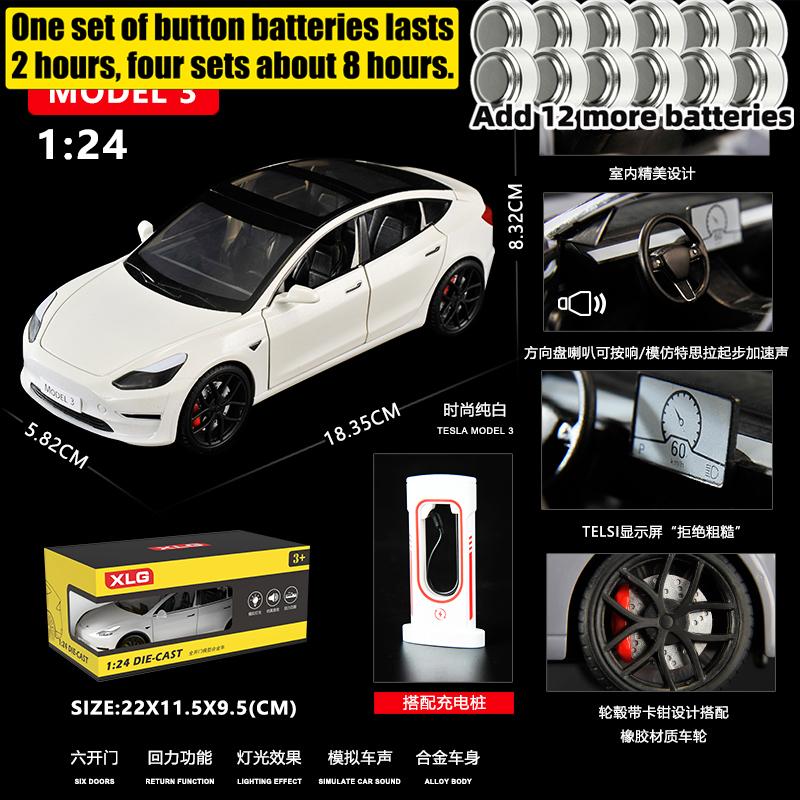 1:24 Model 3 Premium Electric Sedan Alloy Metal Diecast Model Car Home Decoration And Computer Desktop Ornaments Holiday Present