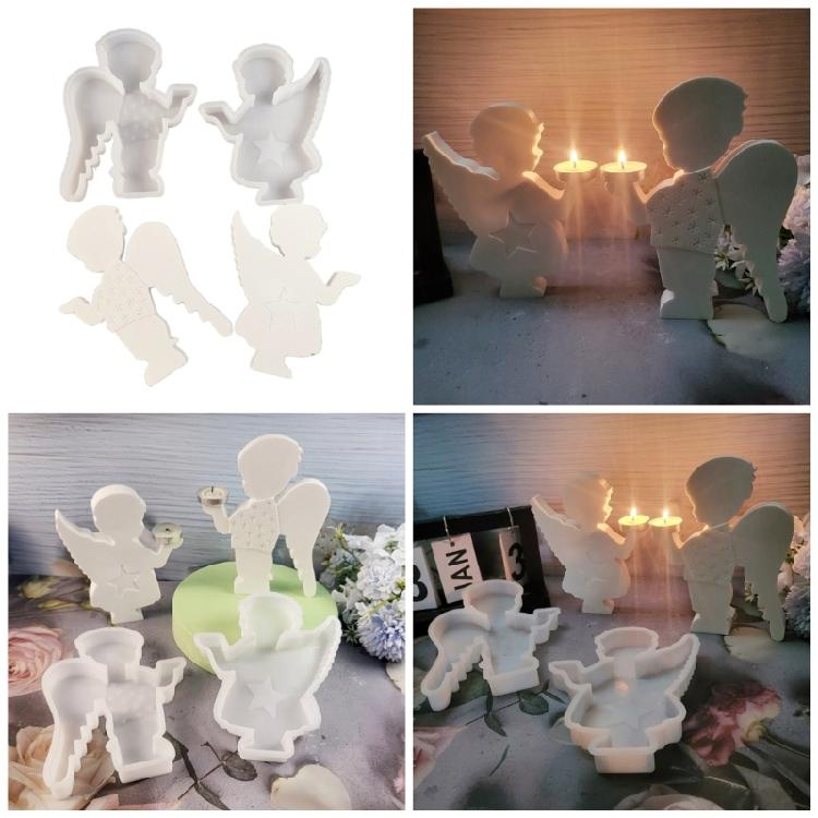 1Pair Candelabrum Gypsum Moulds Personalized Candle Holder Molds Angel Ornament Silicone Mould Practical Jewelry Tool