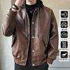 Kayiyasu Leather Biker Hooded Plus Cold Casual Fashion Men's Jacket, Jacket, Coat, Parka, Size, Weather, Windproof, Motorcycle, Spring, Autumn,