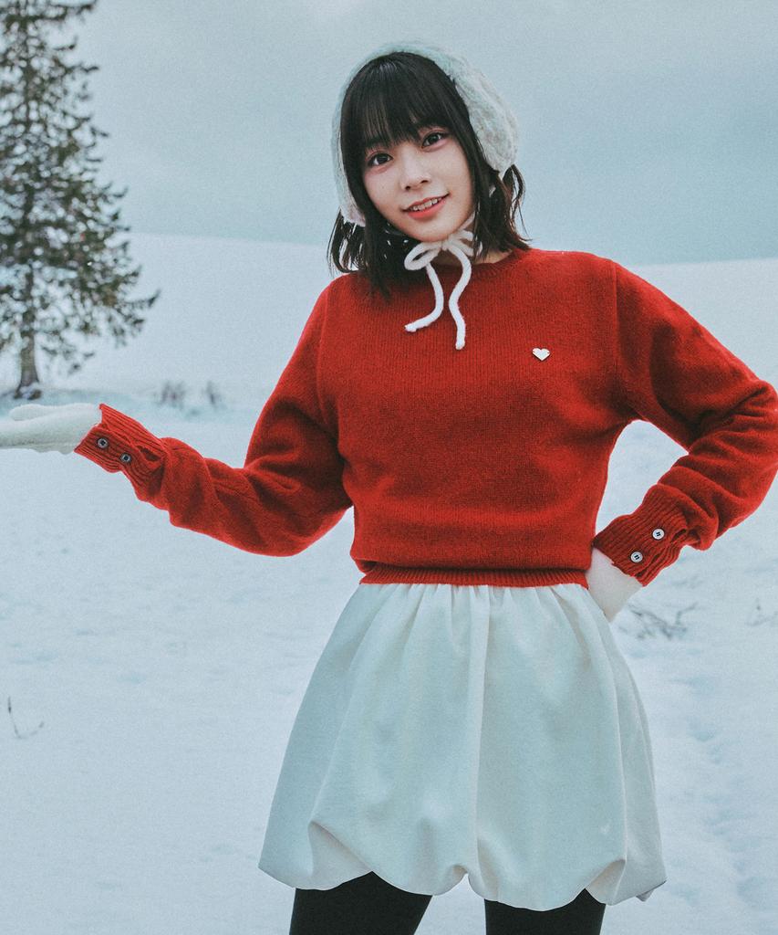 KNITTED (W) Shaggy Dog 100% Wool Round Knit Red