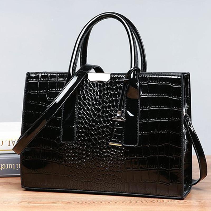 Standard Crocodile Pattern Women's Bag Large Capacity Shoulder Bag PU Leather Top-Handle Bag Luxury Crossbody Bag
