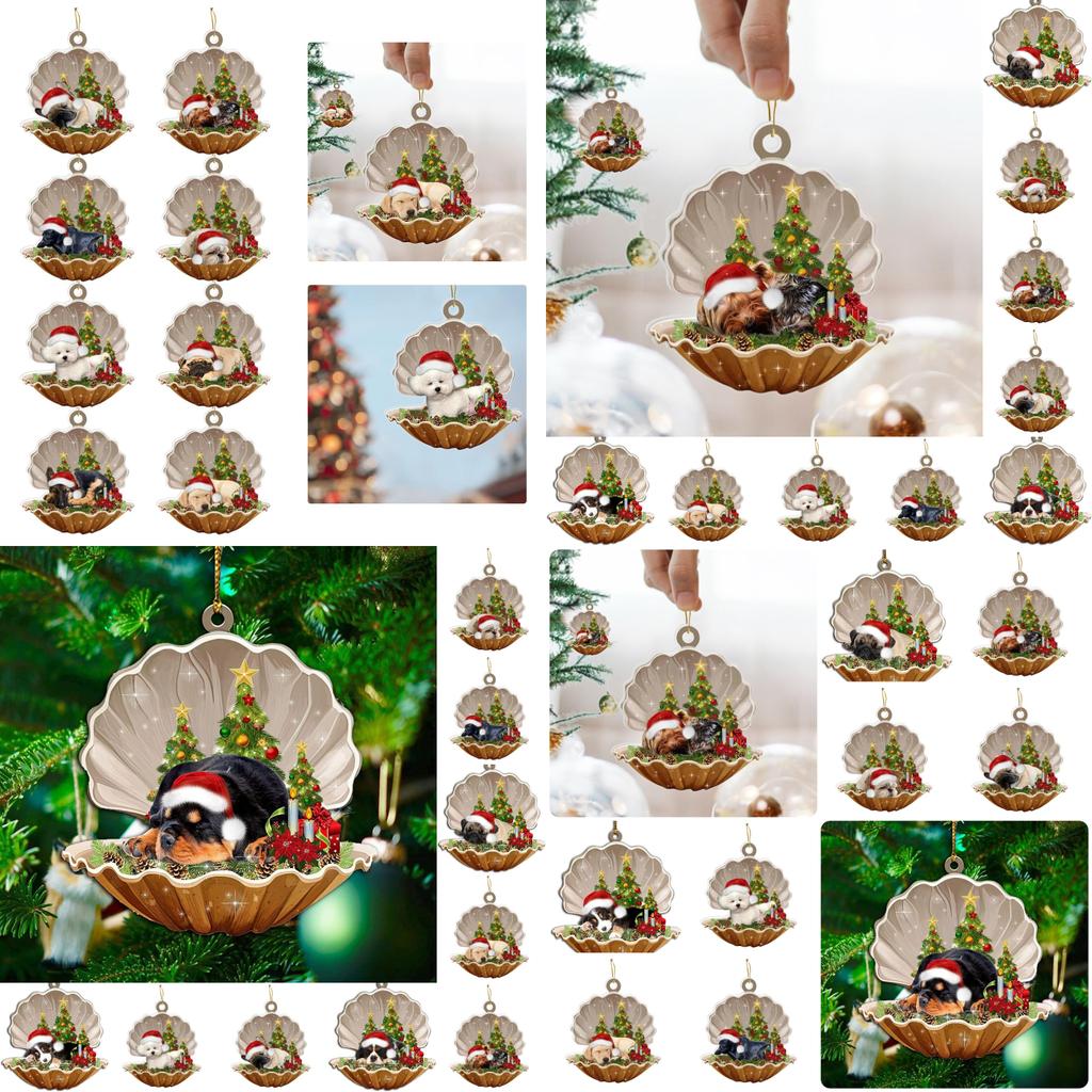Cute Cartoon Acrylic Car Hanging Decoration For Christmas Tree Shell Sleeping Dog