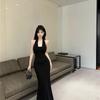 Summer New Diamond Chain Skirt Suspender Neck Slim Dress Red Pure Desire Spice Halter Fishtail Dress