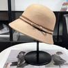 French romantic white rich women's golden wind top hat autumn and winter high-end Hepburn wind pure wool woolen small brim basin hat