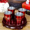 Wedding Double-Layer Stainless Steel Teacup - Red Toasting & Ceremony Joy Cup