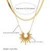 Sunburst Jewelry Set Necklace Earrings Ring Stainless Steel