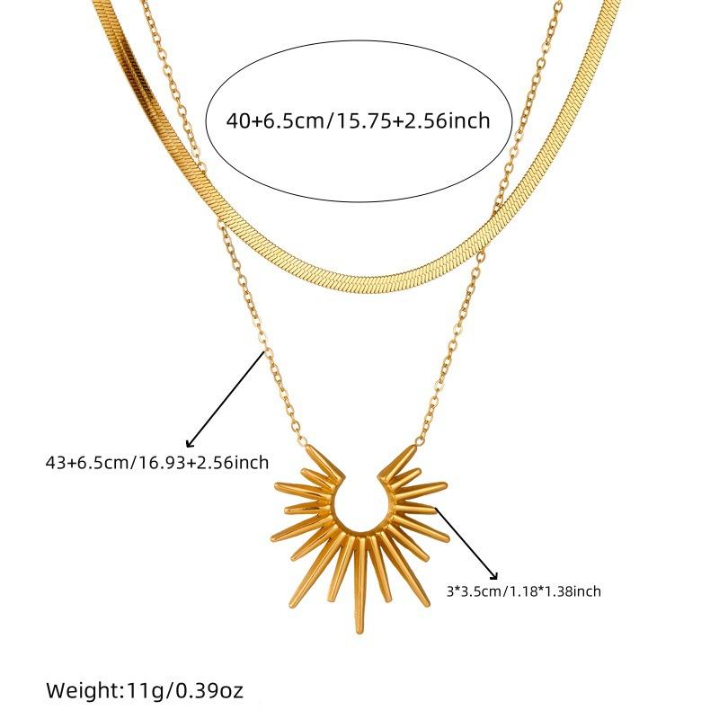 Sunburst Jewelry Set Necklace Earrings Ring Stainless Steel