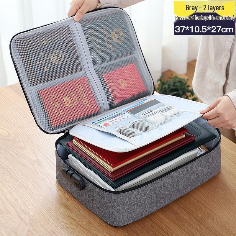 Large Capacity Multifunctional Lockable Document Bag for Family and Passport Storage
