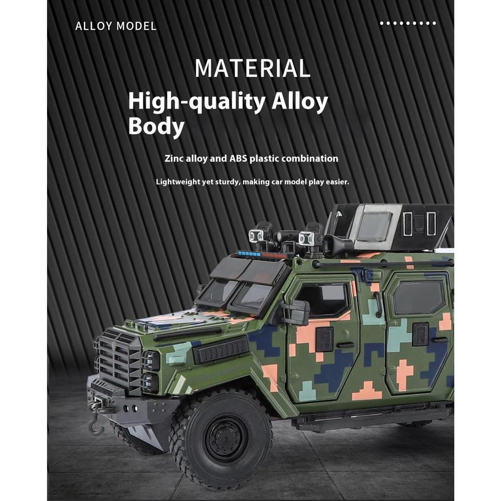 1/24 Sabre-toothed Tiger Explosion-proof Police Car Model Sound and Light Armored Vehicle Model Boy Birthday Gift Halloween Toys