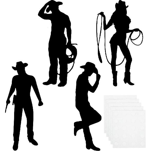 Boao 16 Pieces Cowboy Silhouettes Cowboy Cutouts Western Theme Party Decorations Photo Booth for Wild West Theme Birthday Baby Shower Cowboy Party 16