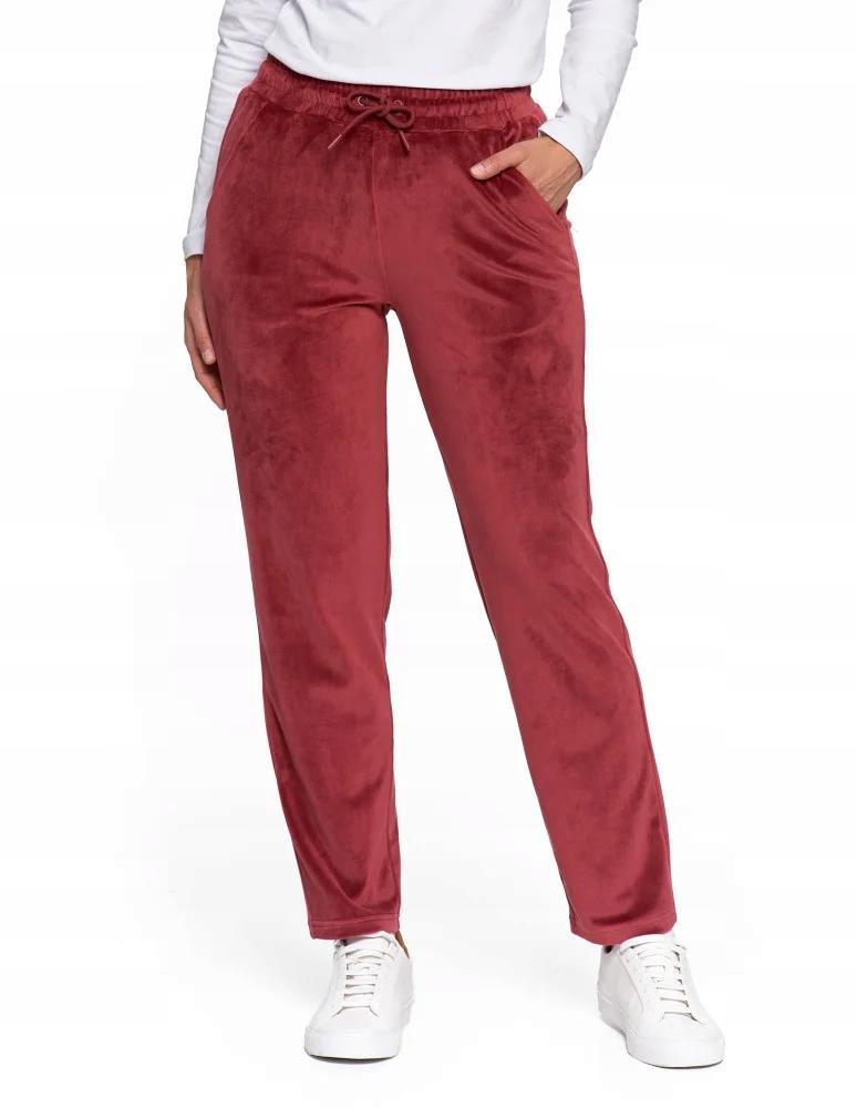 Women's Velvet Pants with High Waist, Straight Leg, Soft MORAJ XL PURPLE
