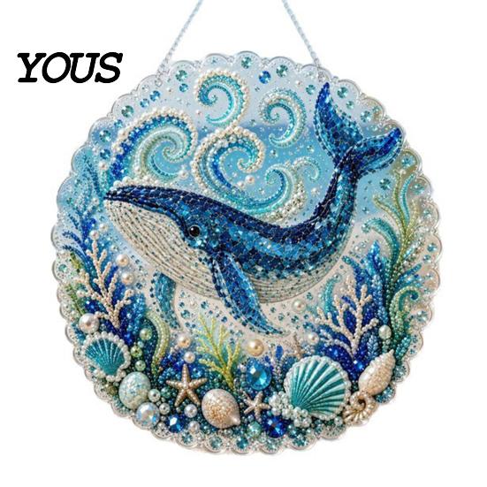 DIY Mosaic Craft for Adults Coastal Faux Pearl Painting Kit, Ocean Theme Art Stress Relief Creative Activity Sparkling Sea Animal Ornament