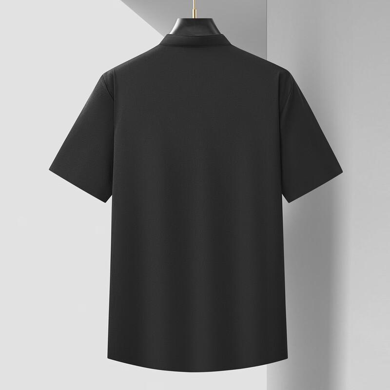Dibenze Men's Plus Size Casual Stand Collar Short Sleeve Shirt