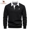 Camel Men's Embroidered Pure Cotton Long Sleeved Polo Shirt for Spring and Autumn, New Fashionable and Casual Multifunctional Top