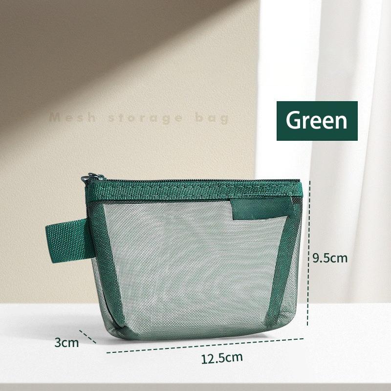 1PC Portable Mini Zipper Mesh Storage Bag New Coin Purse Small Square Mesh Coin Purse Travel Storage Carry Pouch with Zippered