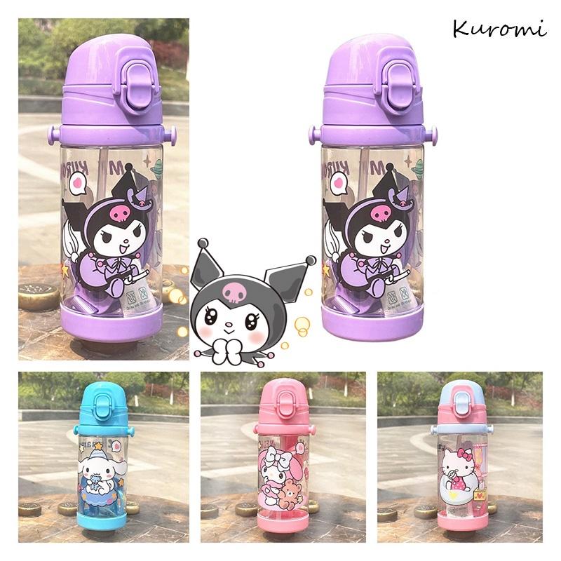 Creative Sanrio 450ml Kids Water Bottle With Straw Hello Kitty Cinnamoroll Kuromi And Melody Styles