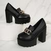 Metal Chain Professional Shoes Women's 2025 Autumn New Thick-heeled Plus-size High-heeled Shoes