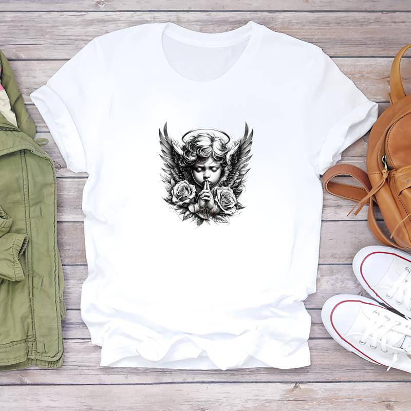Fashionable T-shirt for Women, Cute and Trendy, Short-sleeve Summer Daily Wear.