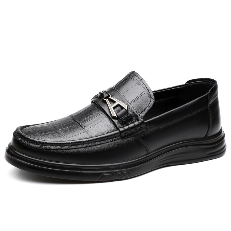 Fashion Cow Leather Shoes for Men Casual Breathable Formal Business Men's Loafers Autumn Black Luxury Shoes Zapatos Casuales