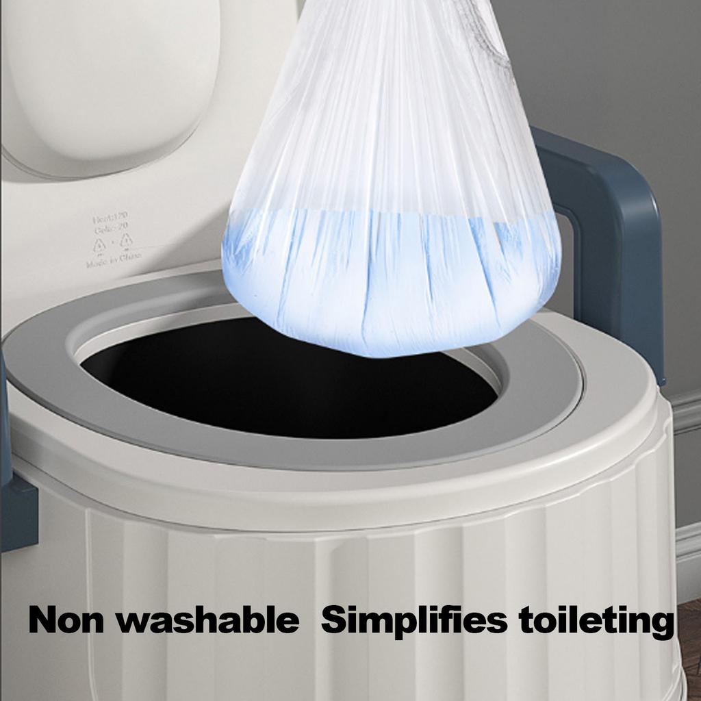 Bedside Commode Toilet Detachable Armrests Soft PU Cushioning Non Slip Dual Cover Bedside Potty with Solid Hollow Bucket for Adults Blue